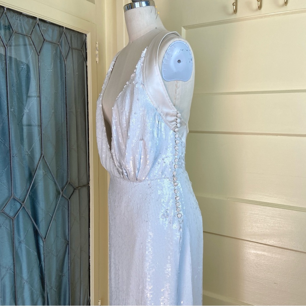 $3,400 Khaite Milo Sequin Plunge Neck Dress - Picture 3 of 15